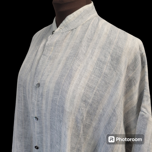 Eskandar European Designer Tunic Dress in 100% Linen Striped - Picture 3 of 16